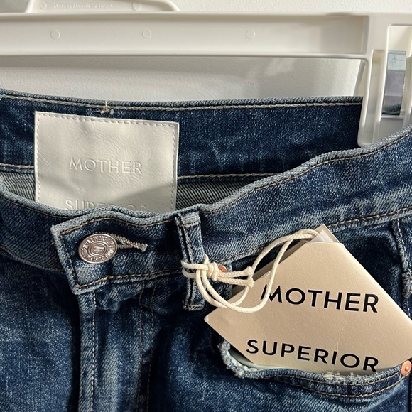 MOTHER Wide Leg Flare Jeans in Dark Blue Wash - Picture 2 of 8